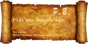 Pláger Benjámin névjegykártya
